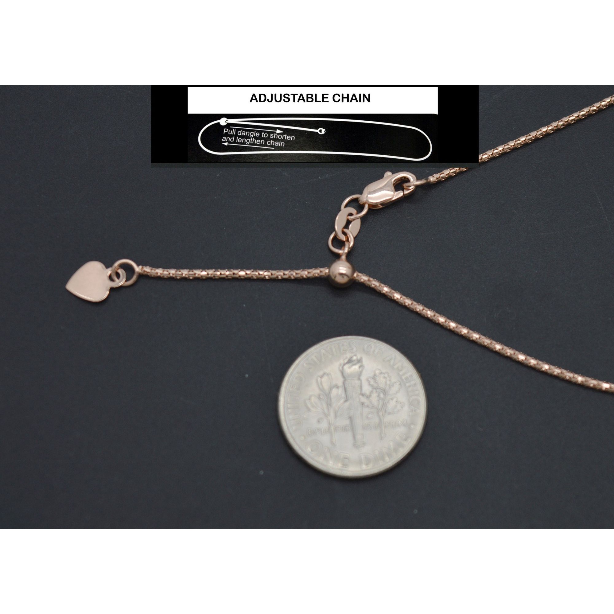Real 14k Solid Rose Gold Up To 22" Popcorn Chain Adjustable Necklace 2.6grams